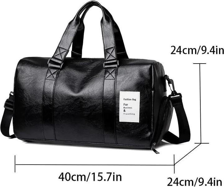 Produktbild Only-Bags.Store Retro Kurze Reisetasche Sport Biker Training PU Wasserdicht Fitness Tasche