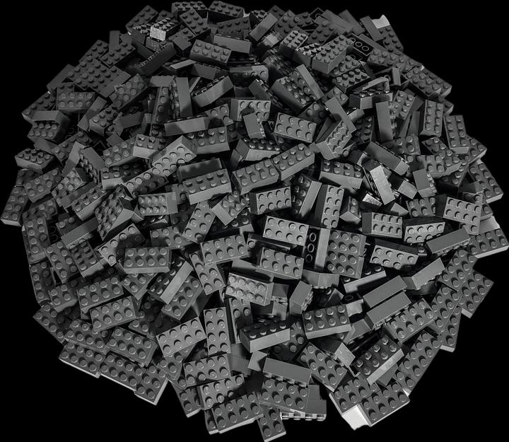Actual product image LEGO 2x4 Bricks Dark grey - 50 pieces - Dark bluish grey bricks 3001 (3001, LEGO Accessories)
