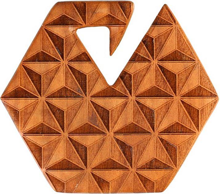 Star Piercing Ohrgewicht Teller Hexagon 3D Illusion aus Sawo Holz (ohne Messing, Organisch)