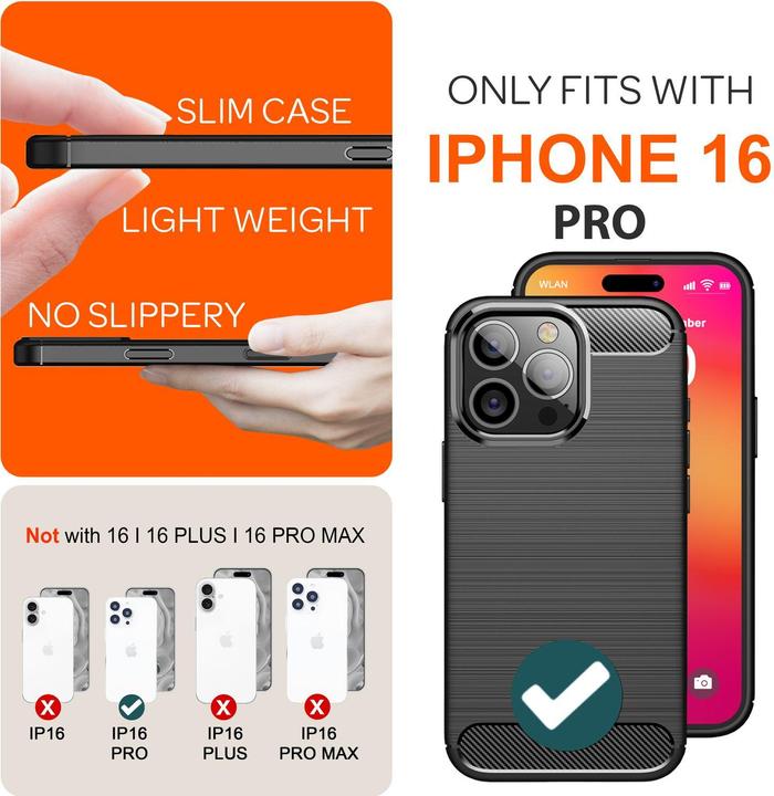 Produktbild Nalia Carbon-Look Silikon Hülle (Apple iPhone 16 Pro)