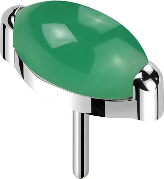 Actual product image Star Piercing Threadless silver oval green onyx stone (Titanium G23, without brass, Mineral)