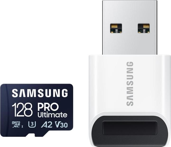 Actual product image Samsung PRO Ultimate with card reader (128 GB, microSDXC, U3, UHS-I)