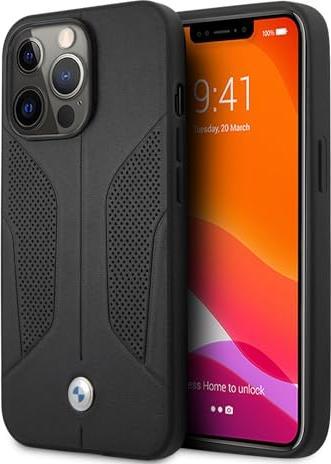 Actual product image BMW Case BMHCP13X22NBCK iPhone 13 Pro Max 6.7" czarny/black hardcase Leather Carbon (Apple iPhone 13 Pro Max)