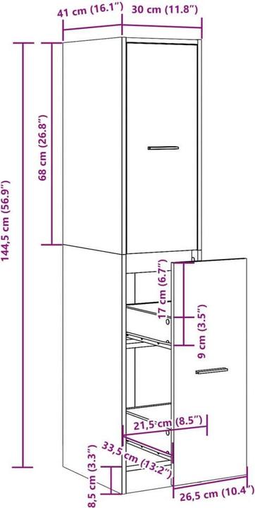 Actual product image VidaXL Apothecary cabinet 30 x 41 x 144.5 cm