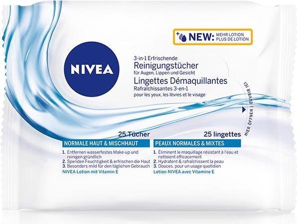 Image du produit NIVEA 3in1 Erfrischende Reinigungstücher (Chiffons de nettoyage, 25000 ml)