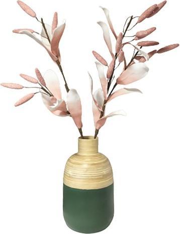 Image du produit Bekos Vase en bambou avec enveloppe extérieure verte (1 x, 20 x 20 x 34 cm)