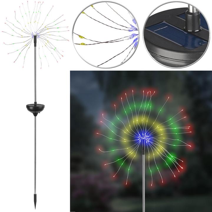 Produktbild Lunartec Garten-Solar-Lichtdeko mit Feuerwerk-Effekt, 120 bunte LEDs, IP44 (IP44)