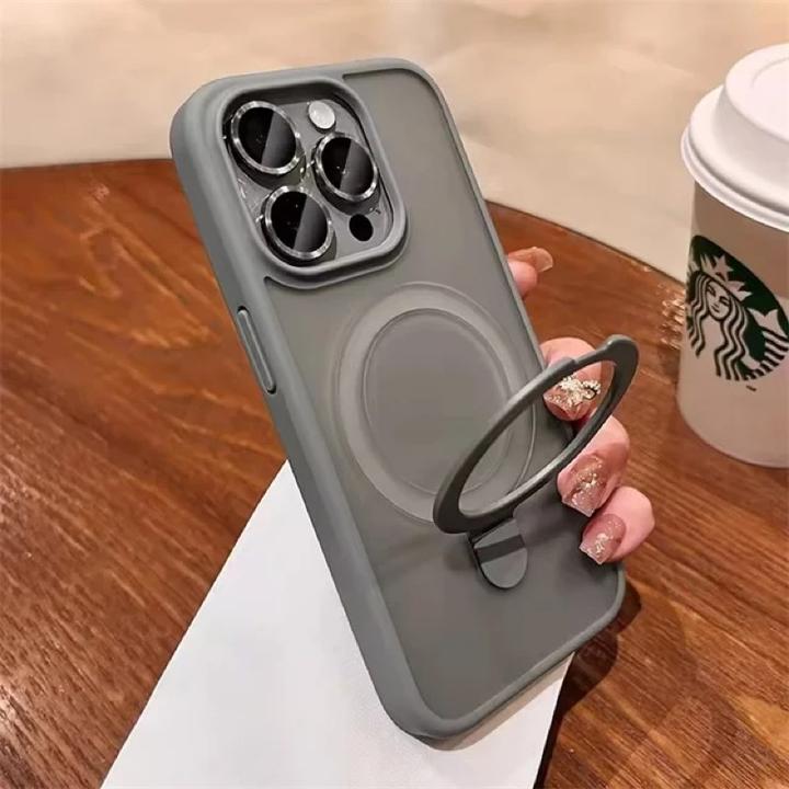 Actual product image RPD Apple iPhone 16 Plus - MagSafe Stand Etui mit Kameraschutz, grau, matt (Apple iPhone 16, Apple iPhone 16 Plus)