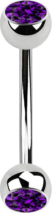 Star Piercing Micro Banane silber mit zwei Kugeln Kristall violett (Chirurgenstahl 316L, ohne Messing)