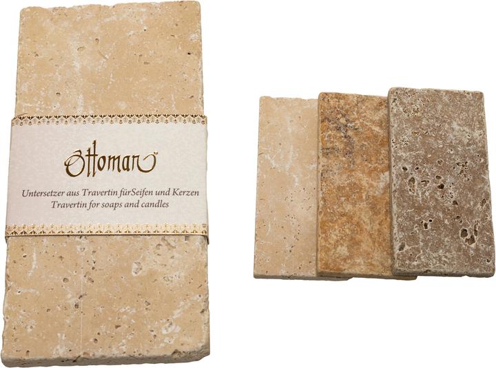 Produktbild Natura Punto 3er-Set Seifenablage aus Travertin, rechteckig, light-hellbeige, 14,5 x 7 cm