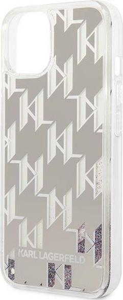 Produktbild Karl Lagerfeld Hard Cover Liquid Glitter Monogram Silver, f??r iPhone 14 Plus, KLHCP14MLMNMS (Apple iPhone 14 Plus)