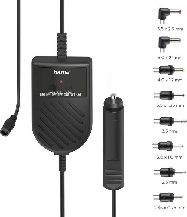 Produktbild Hama Netzteil für Kfz, einstellbar, 3000mA, 36W, max. 12V, stabilis., 8 Adapter