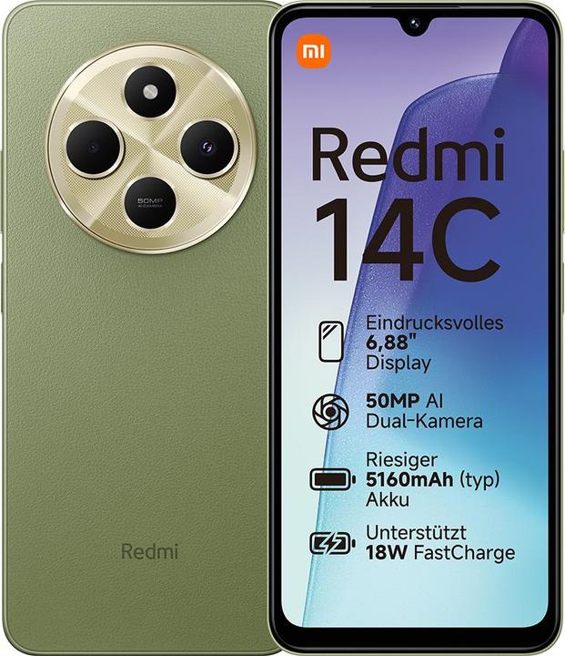 Immagine prodotto Xiaomi Redmi 14C (256 GB, Verde salvia, 6.88", Doppia SIM, 50 Mpx, 4G)