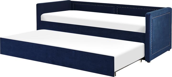Actual product image Beliani Daybed extendable corduroy navy blue slatted frame 90 x 200 cm MIMIZAN (90 x 200 cm)