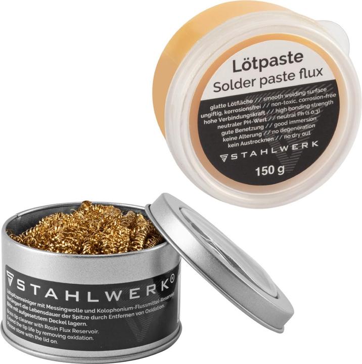 Stahlwerk Lötzubehör Set mit Lötkolbenspitzen-Reiniger, Lötpaste & Lötpaste (Lötkolben)