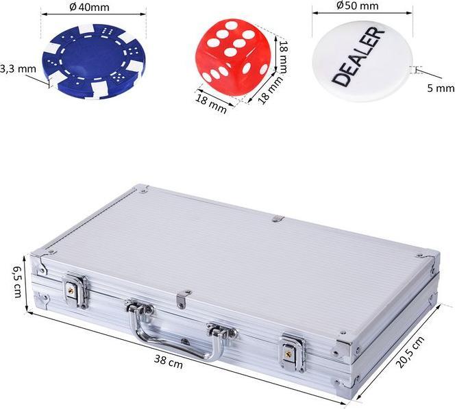 Produktbild Swisshandel24 Pokerkoffer Pokerset 300 Pokerchips 2xKartenspiel 5xWürfel 1xAlukoffer Poker Set Jetons Koffer Alu+