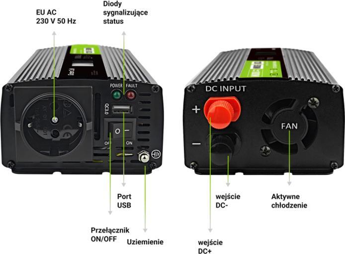 Actual product image GreenCell Przetwornica LCD /1000W Czysty sinus z wywietlaczem