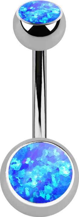 Immagine prodotto Star Piercing Banana d'argento con due sfere di opale blu (senza ottone)