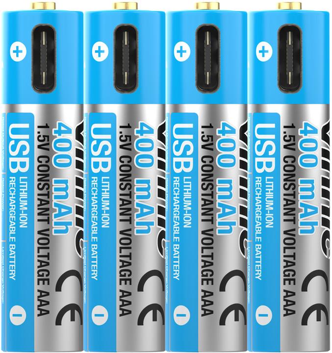 Produktbild Vinnic Rechargeable Battery AA USB-C 400mAh 4pcs incl. Case&Charging Cable (4 Stk., AAA, 400 mAh)