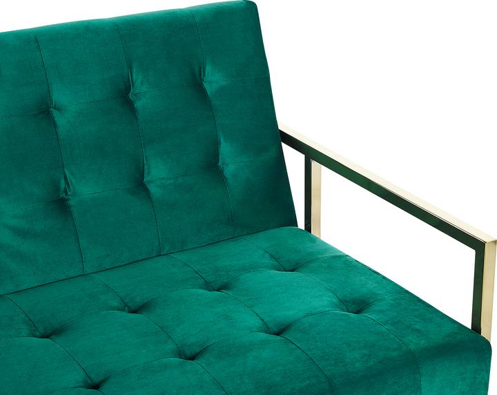 Actual product image Beliani Sofa bed 3-seater velvet fabric emerald green MARSTAL (3-seater)