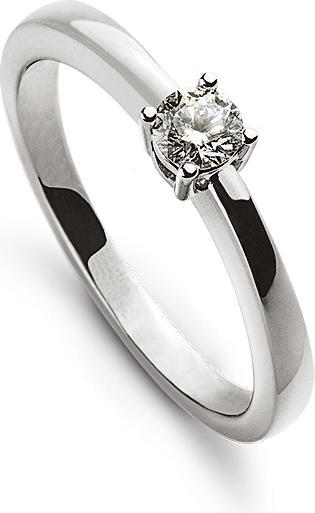 Produktbild Muau Solitaire ring 4-handle setting white gold 750, diamond 0.10ct. (54, 950 Platin)