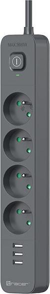 Actual product image Tracer 47027 Power Line+ 1.5m (4 outlets +3x USB A, 5V 2.4A)