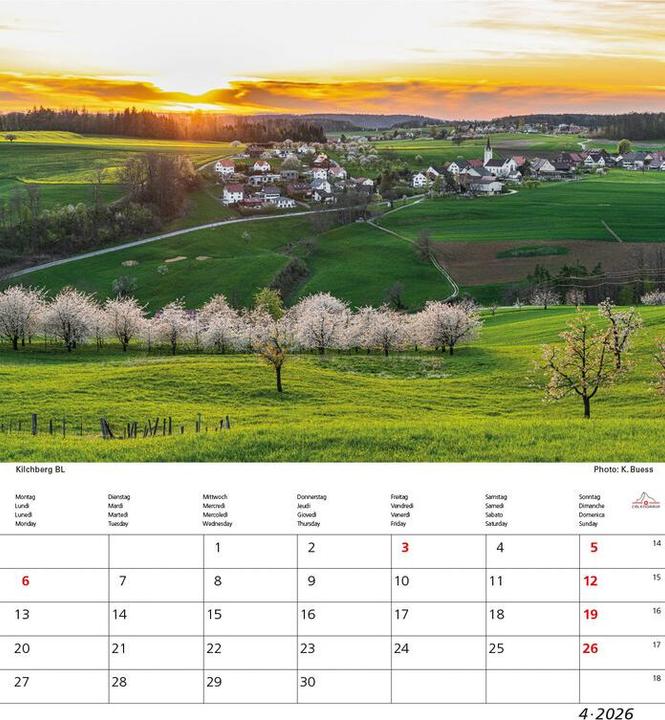 Produktbild Schweiz 21x24 2026 (21 x 24 cm, Harter Einband, Französisch, Deutsch, Italienisch)