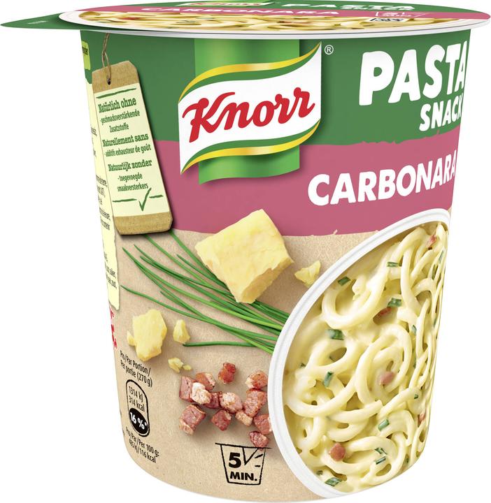 Image du produit Knorr Pasta snack Carbonara gobelet, pâtes avec sauce crémeuse & bacon, prêt en 5 minutes (88 g)