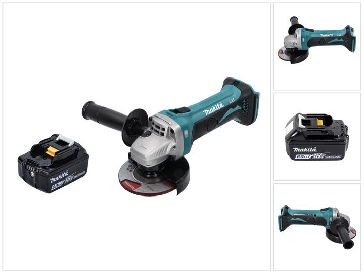 Produktbild Makita DGA 452 G1 Akku Winkelschleifer 18 V 115 mm + 1x Akku 6,0 Ah - ohne Ladegerät (115 mm)