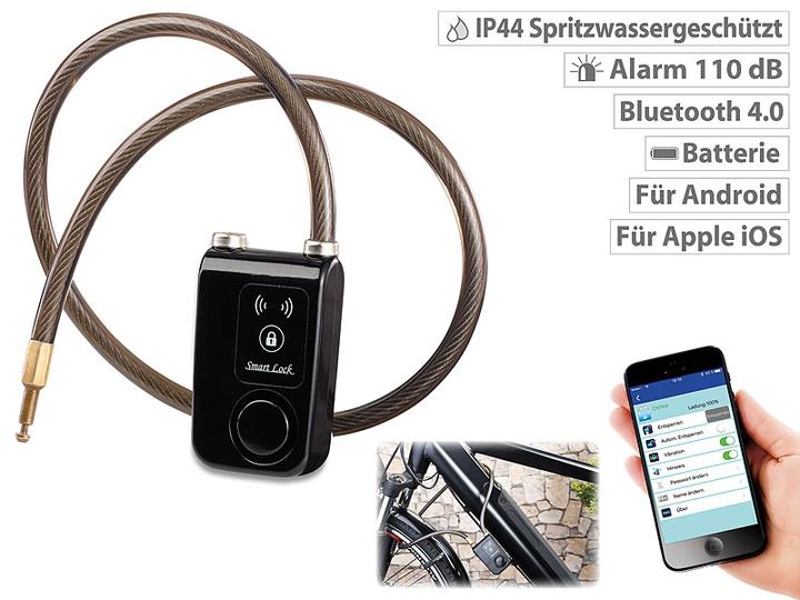 Image du produit Semptec Antivol à câble commandé par app, Bluetooth, alarme pour vélo, porte, etc.