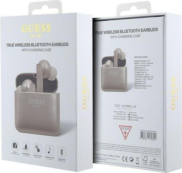 Produktbild Guess słuchawki Bluetooth GUTWSSU20ALEGP TWS + stacja dokująca różowo złoty/rose gold Printed Logo (5 h, Kabellos)
