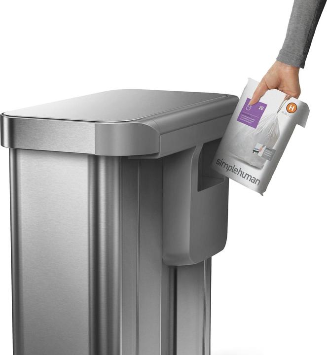Produktbild Simplehuman Abfalleimer Doppelkammer 58 l, Silber gebürstet (58 l)