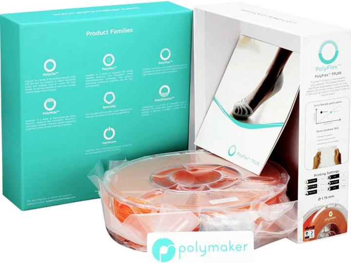 Produktbild Polymaker PD01006 PolyFlex TPU-95A Filament TPU flexibel 1.75 mm 750 g Orange 1 (TPU, 1.75 mm, 750 g, Orange)