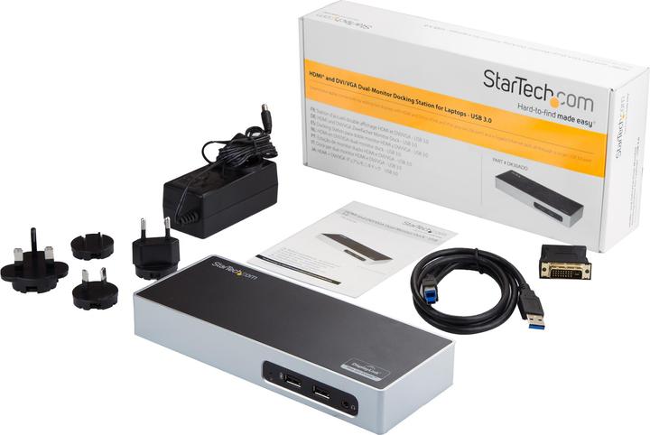 Produktbild StarTech USB 3.0 Dual Monitor Dockingstation - USB auf HDMI - USB zu VGA oder DVI - USB 3.0 Dock - Port Re... (Docking Port, 2 Ports)