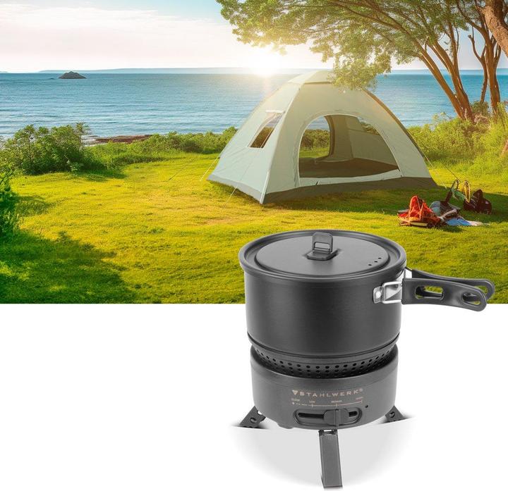 Actual product image Stahlwerk Camping cooker 2 in1 electric cooker Gas cooker Outdoor camping cooking set