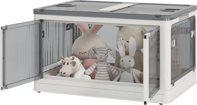 Produktbild Swisshandel24 Aufbewahrungsbox 69L stapelbar mit Rollen, 5-seitiger Zugang, Weiss (69 l)