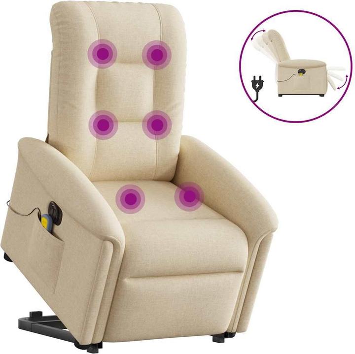 Immagine prodotto VidaXL Poltrona massaggiante elettrica con ausilio stand-up in tessuto crema