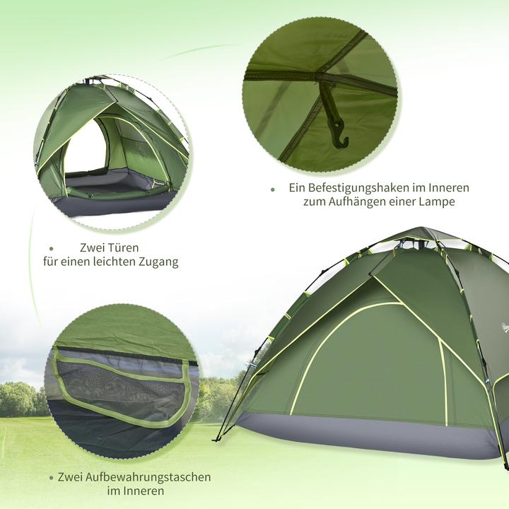 Produktbild Outsunny Doppelzelt Campingzelt (Kuppelzelt, 3.80 kg, 3 Personen)