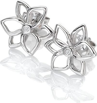 Hot Diamonds Fine silver earrings with diamonds Flowers Diamond Amulets DE711