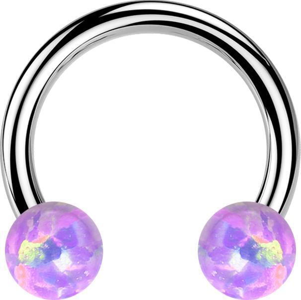 Actual product image Star Piercing Micro Threadless Circular Barbell silber mit zwei Opale violett (without brass, Titanium G23)