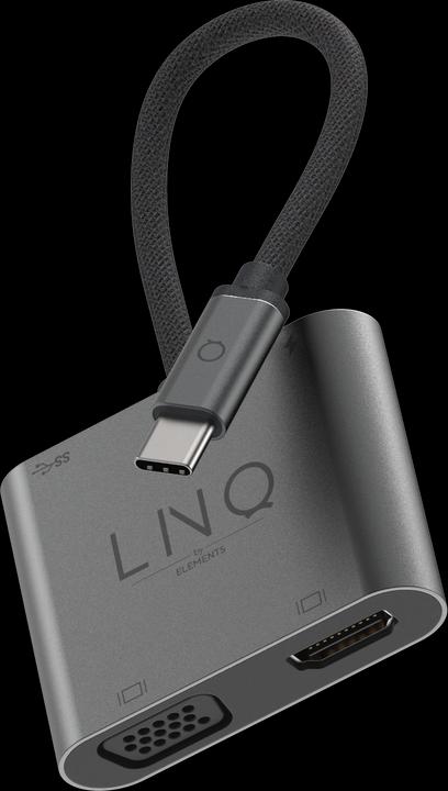 Produktbild LINQ Connects USB-C -> 1x HDMI, 1x VGA, 1x USB-C, 1x USB-A LQ48001 grey (USB-C, 1 Ports)