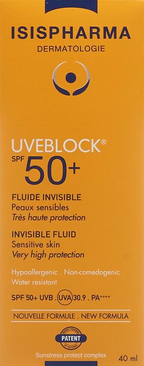 Actual product image Isispharma Uveblock Fluide Invisible Spf50+ (Suntan cream, SPF 50, 40 ml)