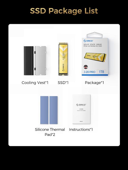 Produktbild Orico 2TB J20 M.2 NVMe 2280 R5200:W4500 (2000 GB, M.2 2280)