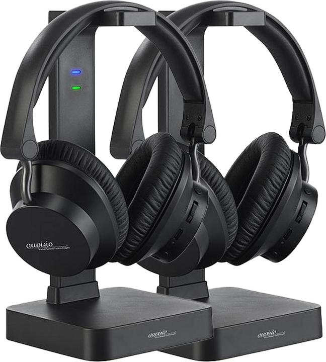 Produktbild Auvisio 2er-Set Digitaler Funkkopfhörer & Hörverstärker (keine Geräuschunterdrückung, 8 h, Kabellos)