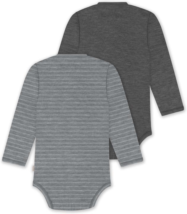 Actual product image Normani 2-pack organic long-sleeved merino wool baby bodysuit for boy and girl - 9353 (80)