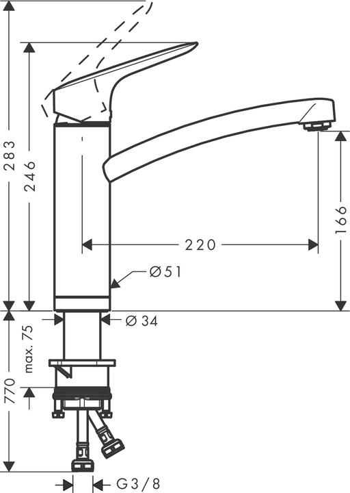 Produktbild hansgrohe Logis M31 Einhebel-Küchenarmatur 160, Vorfenstermontage, 1 Strahlart