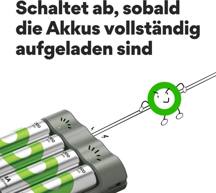 Productafbeelding GP Batteries Actie "Gratis oplader" USB model oplader GP B441 incl. 4x AA-. (4 Pcs., AA, 2100 mAh, Oplaadbare batterijen + lader)
