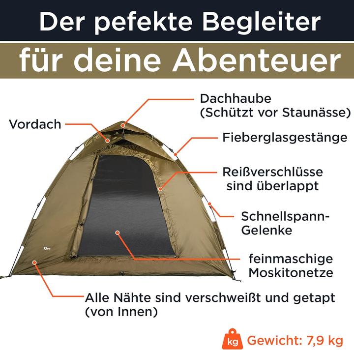 Produktbild Q-Tac Ruck Zuck Bivvy 2-Mann-Angelzelt (Tunnelzelt, 2 Personen)