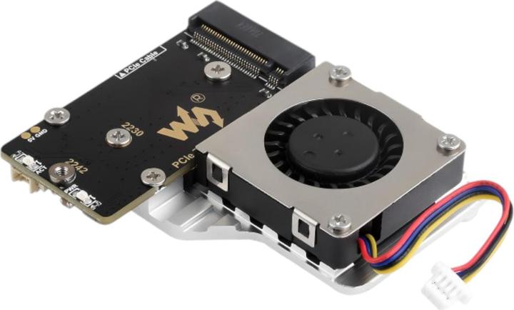 WaveShare PCIe to M.2 SSD adapter with cooler (E) for Raspberry Pi 5