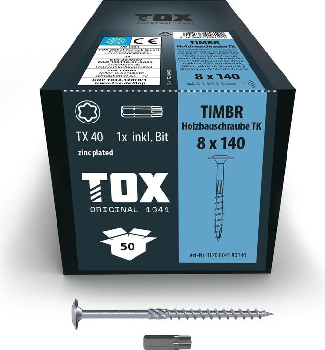Produktbild Tox TIMBR 8,0 x 140 TK (50 Stk.) (50 Schrauben pro Stück)